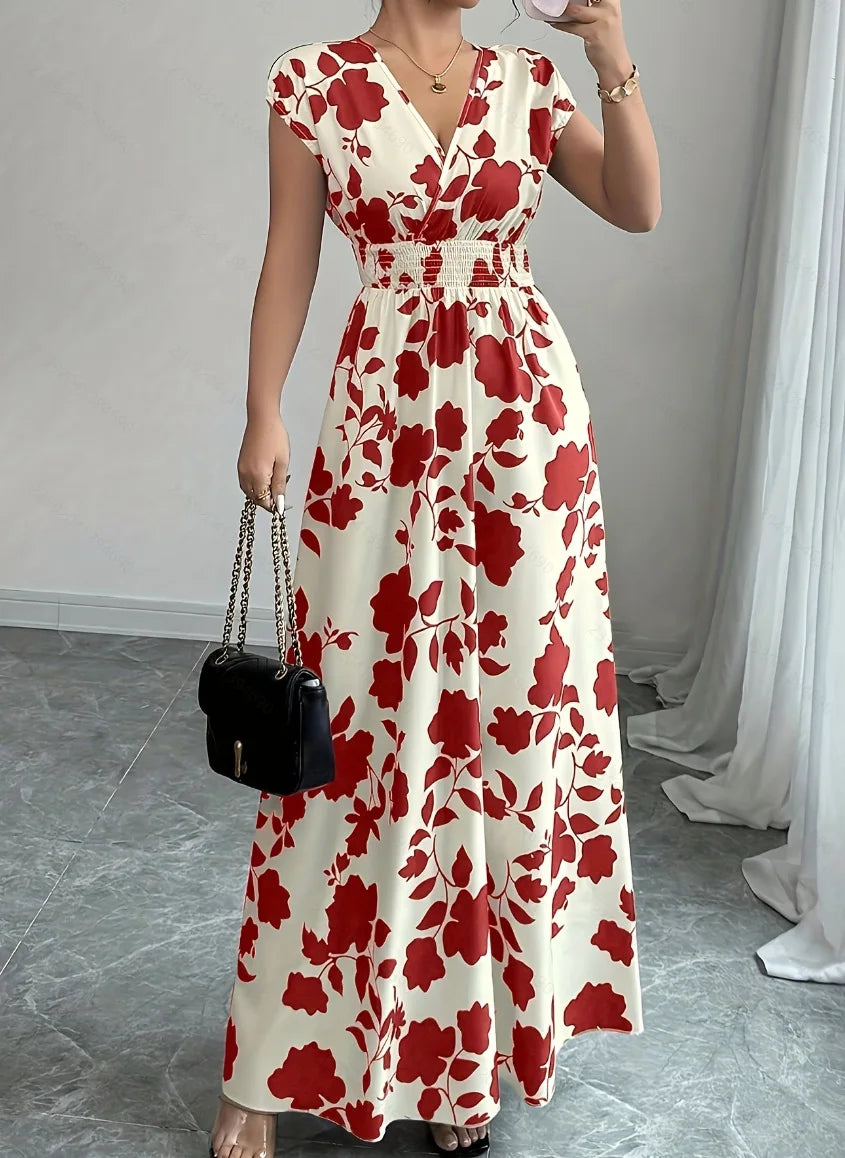 Vestido Encaje Cuello V Floral
