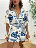 Jumpsuit Encaje Cuello V Estampado