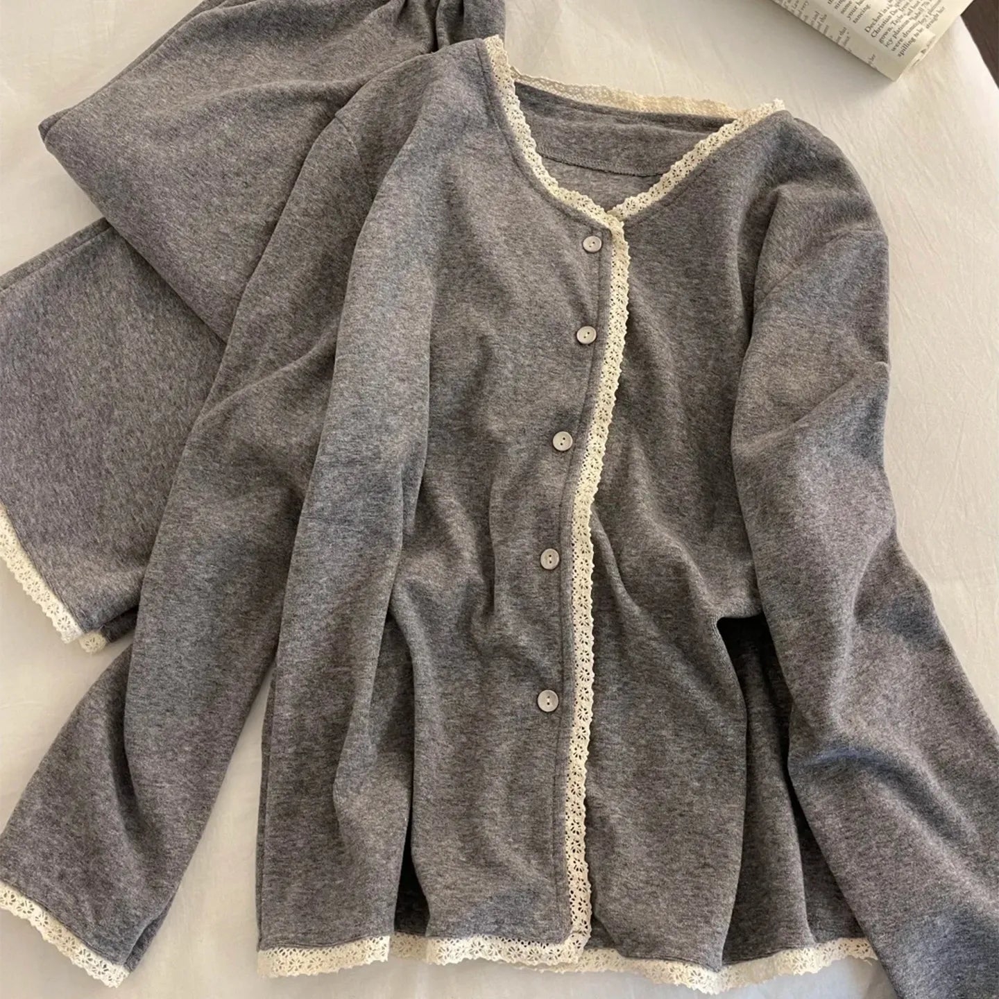 Conjunto Terciopelo Encaje Manga Larga