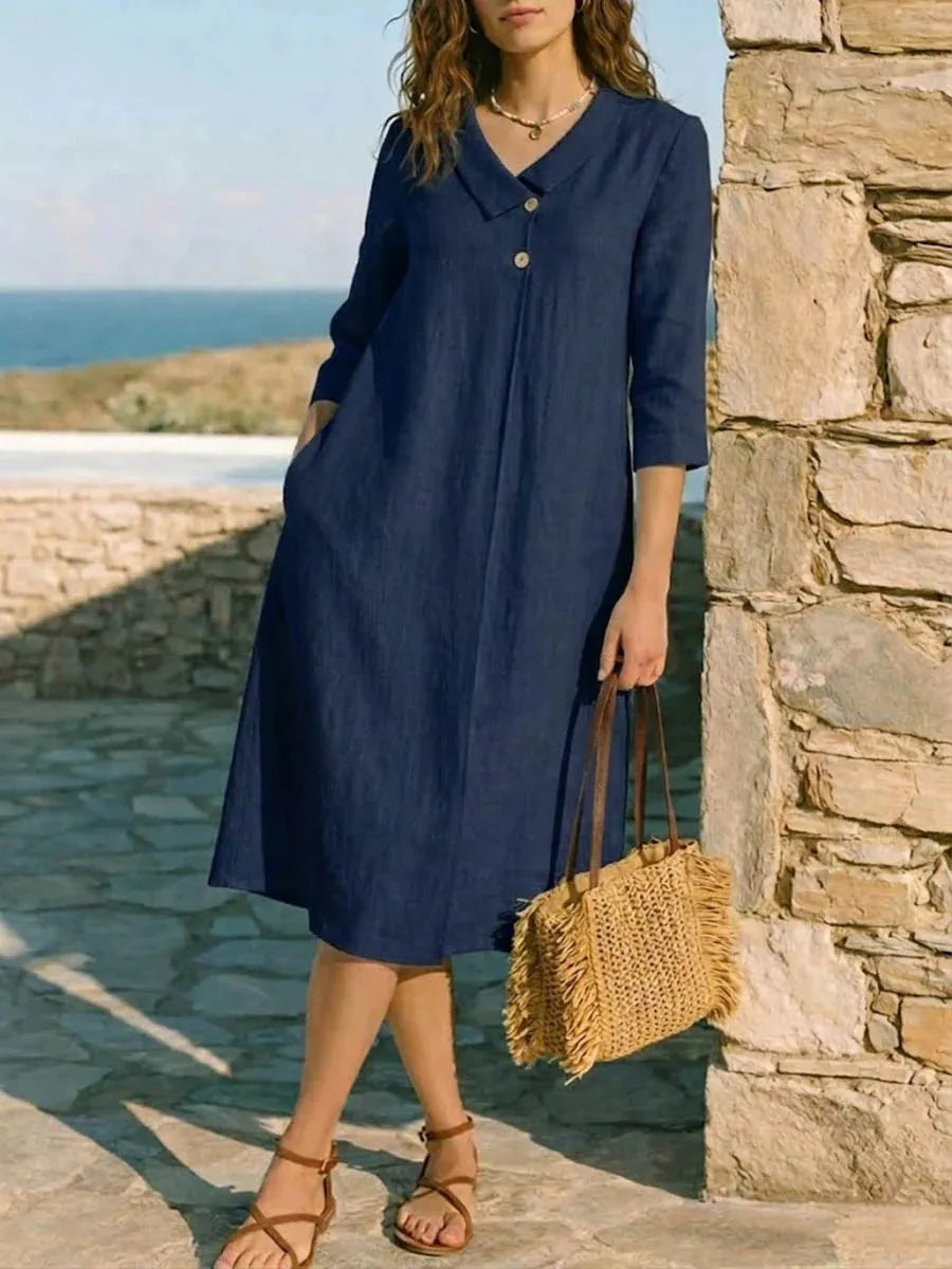 Vestido Liso Elegante Casual Aura