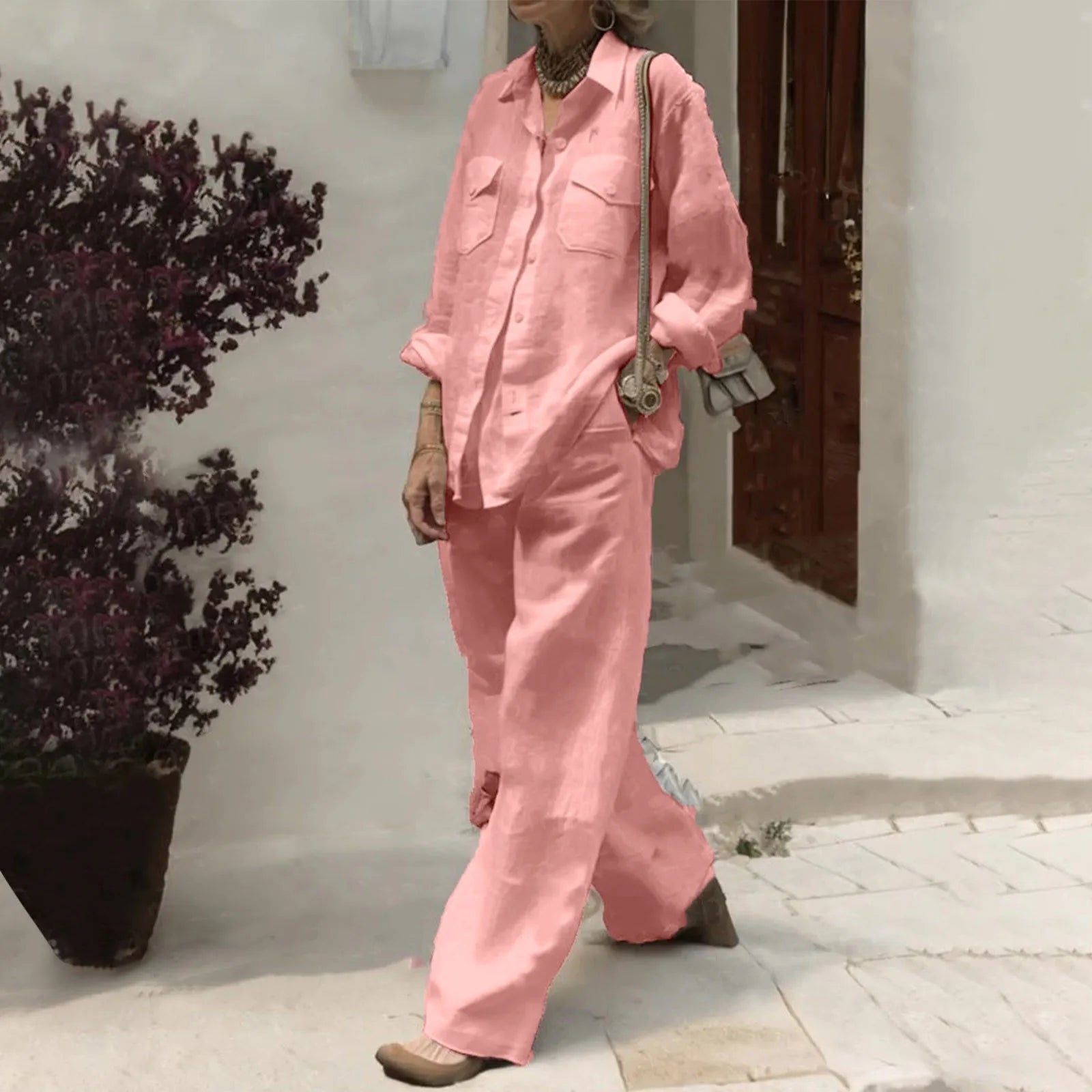 Conjunto Manga Larga Liso Elegante