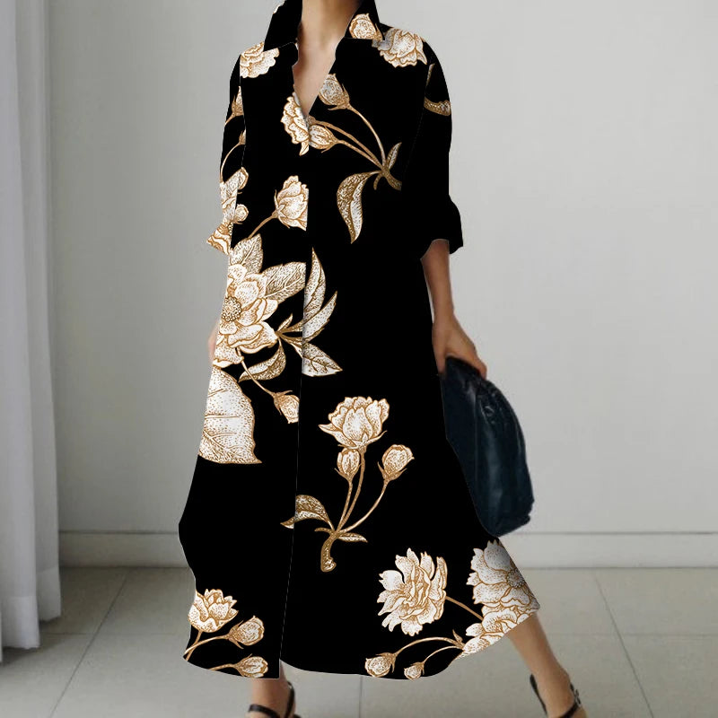 Vestido Cuello V Oversize Manga Larga