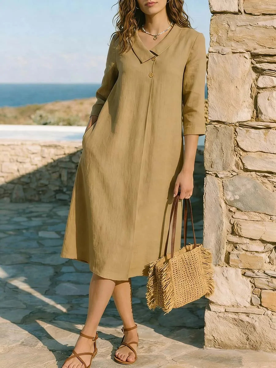 Vestido Liso Elegante Casual Aura