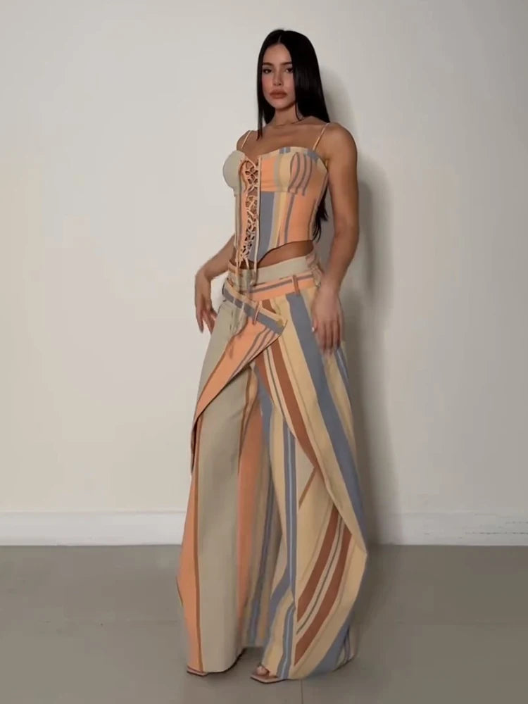 Conjunto Encaje Plisado Estampado