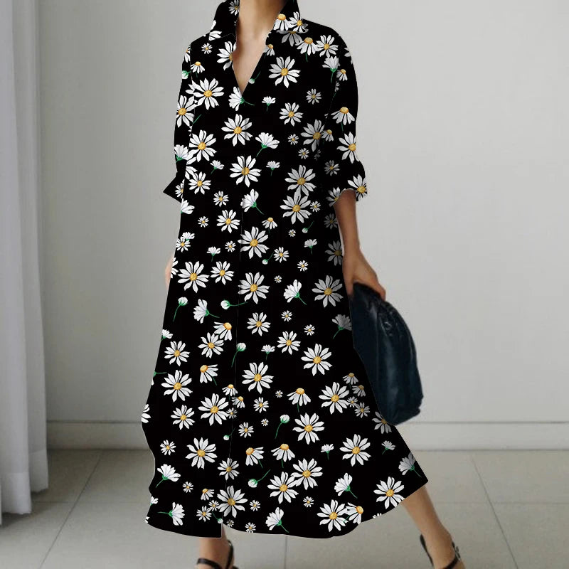 Vestido Cuello V Oversize Manga Larga