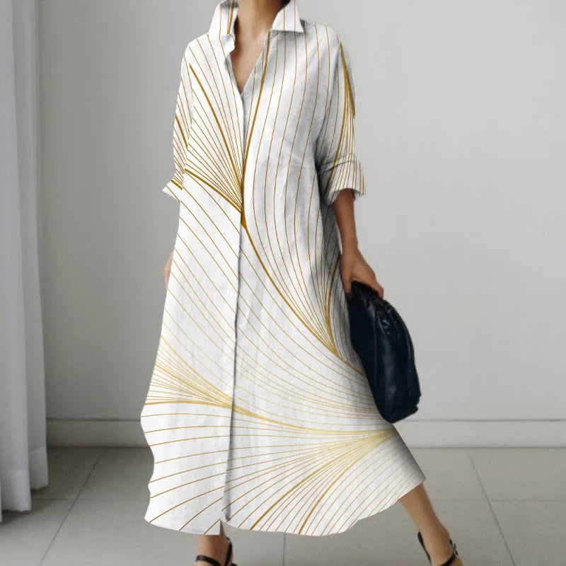 Vestido Cuello V Oversize Manga Larga