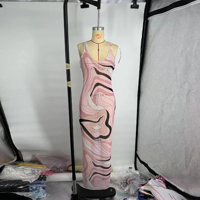 Vestido Malla Entallado Sin Mangas