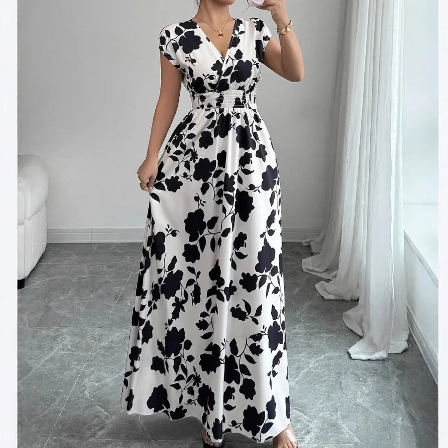 Vestido Encaje Cuello V Floral