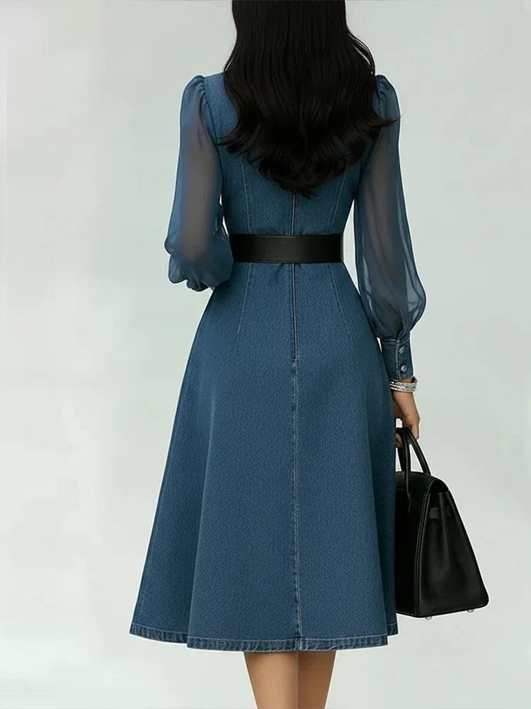 Vestido Mezclilla Cuello V Línea A