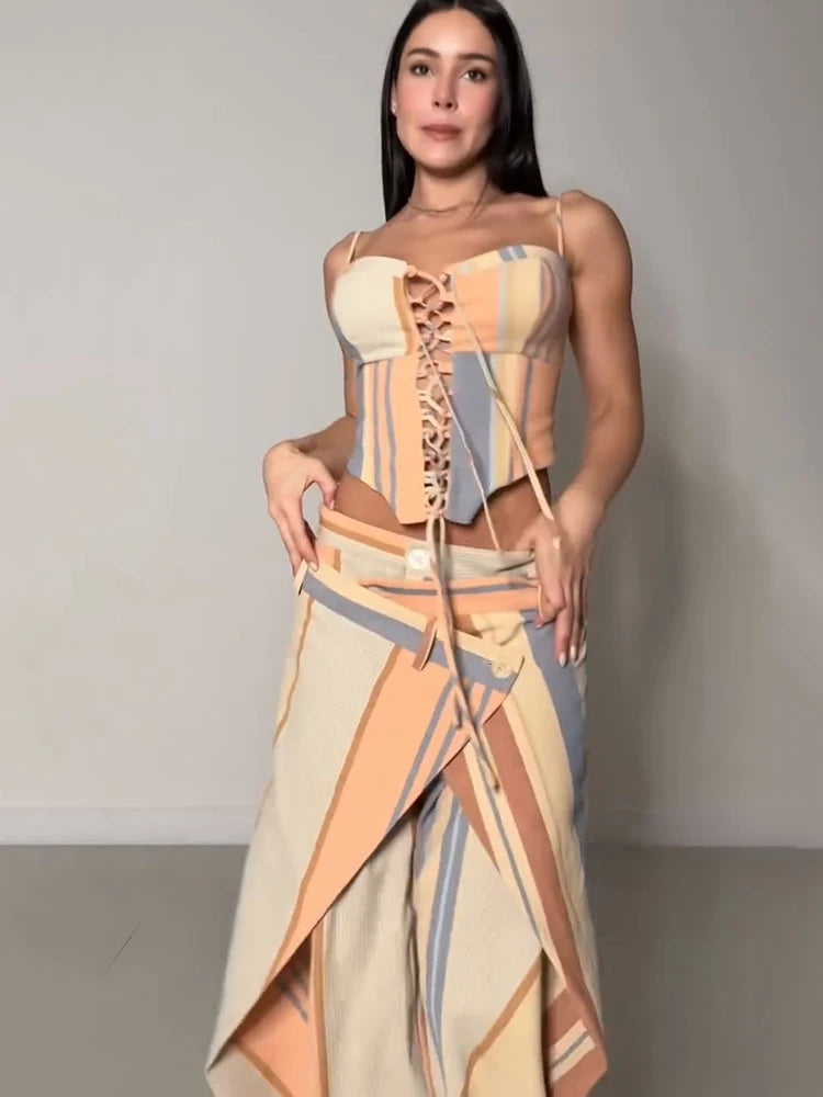 Conjunto Encaje Plisado Estampado