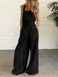 Jumpsuit Pierna Ancha Sin Mangas Liso
