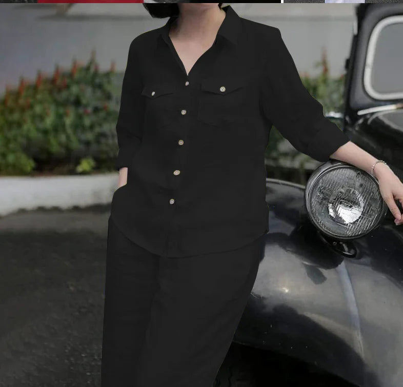 Conjunto Manga Larga Liso Elegante